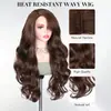 Peluca europea y americana de mujer transfronteriza, peluca larga y rizada de color marrón con raya lateral y ondas grandes, un artículo popular para el día a día en plataformas transfronterizas, disponible para dropshipping