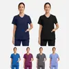Lanzamiento de Nuevo Color: Tops de Scrubs Elásticos de Secado Rápido en Tallas Plus, Uniformes de Doctor y Enfermera, Conjuntos de Color Sólido, Ligeros, Casuales y Cómodos