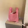 Bolsa de mão bordada com laço verde menta, bolsa pequena de tecido fofa e portátil para meninas, adequada para o dia a dia, bolsa de armazenamento requintada