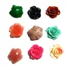 Laca Color Coral Polvo para Tallado Compactado Polvo de Concha Estéreo Flor Prensada Agujero Recto Flor de Rosa con Perlas Accesorios para Joyería DIY