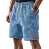 2026 Nuevos Pantalones Casuales Transpirables a Cuadros Pequeños para Hombre de Venta Transfronteriza en Amazon con Cordón, Bermudas Versátiles de Cinco Puntos con Etiqueta de Cuero