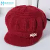 Moda de invierno gorro de lana grueso y cálido con forro polar para ancianos para mujeres, mamá, sombrero para mediana edad y ancianos