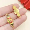 Oro Antiguo Oro Mate Goteo de Aceite para Atraer Riqueza, Paz y Alegría, Doble Colgante Pixiu Pulsera Media Tira de Conexión Accesorios para Joyería DIY