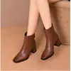 Comercio Exterior Invierno Nuevo Suela Gruesa Aumento de Altura Más Terciopelo Cálido Versátil Botines Estilo Británico Piel Suave Tacón Grueso Botas Martin Mujer