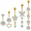 Nuevo Anillo para Ombligo de Mariposa con Incrustaciones de Cobre y Zirconia de Amazon, Piercing de Acero Inoxidable para Ombligo, Stock Listo de Fábrica