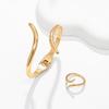 Conjunto de Anel e Pulseira Abertos de Rosa com Esmalte Gotejado em Liga Metálica Novo Sucesso de Vendas Transfronteiriço Moda Temperamento Elegante Senhoras de Alto Padrão