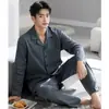 Otoño Nuevo Lujo Primavera, Otoño e Invierno Nuevo Estilo Hombres Algodón Puro Manga Larga Pantalones Conjunto de Dos Piezas Ropa para Casa Pijama