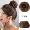 Elástico de Cabelo com Extensões Lisas para Mulheres, Acessório de Cabelo Coque Fofo para a Parte de Trás da Cabeça, Penteado de Coque com Laço