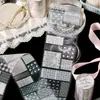 Fita Decorativa Padrão de Linhas ZABC, apresentando linhas delicadas e símbolos simples, um design básico para materiais de borda para scrapbooking e journaling