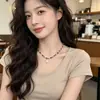 Collar de Acero Titanio con Piedras Naturales de Colores y Cuentas Flor de Concha para Mujer Cadena de Clavícula en Capas de Lujo Ligero de Diseño de Nicho
