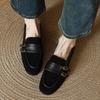 Dos tipos de mocasines de estilo británico con forro polar, 25 primaveras, tacón bajo grueso, parte superior de cachemira, cabeza redonda, cuero, boca profunda, zapatos individuales para mujer