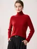 Suéter de Punto 100% Cachemir Puro de Cuello Alto para Mujer, Top de Manga Larga, Capa Base Suave y Lisa, Estilo Simple Elegante, Suéter de Color Sólido