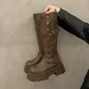 Botas Martin de mujer estilo británico, nuevo modelo otoño e invierno 2026, botas altas con hebilla de cinturón, botas de jinete, botas altas de suela gruesa para mujeres menudas