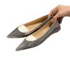 6 Remaches Mismo Estilo Nuevo Modelo 75 Versátil 22 Superficie Suave Hebilla Puntiaguda Otoño Color Sólido Boca Baja Zapatos Planos Mujer Suave