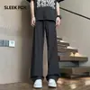 Pantalones rectos de color liso con caída y sensación de alta calidad, bolsillo curvo, pantalones casuales forrados de polar para hombre, otoño, pantalones casuales de traje extralargos