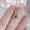 Colar Pingente Girassol Dopamina Barbie Retrô Europeu e Americano Latão Ouro Real Espessado Galvanizado Zircônia Micro-incrustada