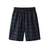 Shorts Cuadros Azules Vintage para Hombre, Pantalones Deportivos Finos de Secado Rápido para Verano, Shorts Casuales de Estilo Americano de Longitud Media