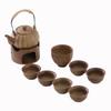 Juego de Tetera de Cerámica, Tetera Rústica de Alfarería con Asa, Recipiente para Preparar Té, Té Blanco, Té Pu-Er, Taza de Té de Flores, Logo Personalizado para Exteriores