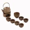 Conjunto de chaleira para fogão com aquecedor de chá, chaleira de fogão a carvão, panela com alça lateral de cerâmica, panela com viga de elevação de grés, panela de cerâmica, panela à prova de lenha