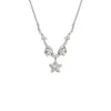 Collar de Estrella de Plata de Ley S925 con Diamantes Completos Estilo Coreano para Mujer Lujo Ligero Versátil Moderno Exquisito Sensación de Alta Gama Cadena para Clavícula