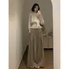 Pantalones de Verano Holgados de Pierna Ancha para Mujer de 175 cm de Altura con Diseño de Pliegues Rayados, Pantalones Rectos Versátiles y Elegantes para el Trabajo