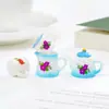 Taza de Té Cerámica Impresa Retro Nostálgica Tetera Juguete de Comida Casa de Muñecas Accesorios de Decoración DIY Adornos en Miniatura