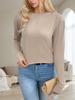 Comercio exterior transfronterizo para mujer nuevo 2025 primavera y otoño estilo europeo y americano casual cuello redondo color sólido camiseta básica manga larga mujer