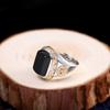 Jóias Pessoais de Prata Prata Tailandesa Finas Feitas à Mão Joias de Prata S925 Anel Masculino Personalizado Aberto de Ágata Preta Transfronteiriço