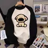Sudadera de Gama Alta de Color Contrastante para Mujer, Mangas Raglán, Oversize Talla Grande Cubre-Cuerpo, Chaqueta Estudiante Pequeña