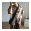 Camisa de Manga Corta a Rayas Casual Holgada de Moda Callejera Retro Americana de Verano 2026 para Hombre