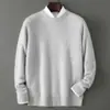 Suéter de lana pura listo para usar de primera línea, nuevo para otoño e invierno para hombre, cuello redondo, suelto, color liso, suéter de punto casual de negocios, capa base