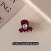 Pegador de Flocagem de Flores Pequeno Presilha de Cabelo de Princesa Feminina Outono e Inverno Veludo Vermelho de Alta Qualidade Laço Headwear de Ano Novo