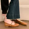 Zapatos Mary Jane estilo francés para mujer, modelo nuevo primavera y otoño 2026, planos versátiles negros sin cordones, zapatos de cuero de suela blanda