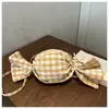 Estilo Bosque Niña Mariposa Dulce Cuadros Color Caramelo Personalidad Coreana Simple Salida Cuadros Nuevo Lazo Bolso Cruzado para Mujer