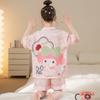 Seda de Hielo 2025 Pijama Nuevo para Niñas Verano Corto Delgado Niñas Niños Grandes Kuromi Ropa para el Hogar Estilo Fresco de Verano