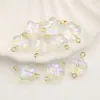 Colgante de Flor de Vidrio con Agujero Recto, Adorno de Flor de Cinco Pétalos, Cuentas Sueltas para Pulsera y Collar DIY, Materiales para Aretes con Borla Estilo Antiguo
