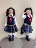 Conjunto de Ropa de Primavera para Niñas 2026 Nuevo Elegante Estilo Academia Conejo Policía Jk Falda Conjunto de Tres Piezas para Bebé Niña Primavera y Otoño