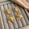 Pendientes de Estrella de Mar y Caracola de Moda Transfronterizos, Estilo Festivo, Elementos Marinos de Verano, Diseño Creativo, Clavos para Orejas de Mujer, Pendientes, Colgantes para Orejas