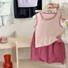 2026 Nuevo Estilo de Verano Traje Deportivo Fresco de Secado Rápido para Niñas Chaleco Hueco de Doble Cara Protección Solar Pantalones Cortos de Cáscara Blanda Absorbente de Humedad