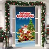 Cubierta de Puerta de Tela Elástica Cubierta de Puerta de Navidad Alegre Transfronteriza Tapiz Fondo de Tela de Regalo de Papá Noel para Fiesta Festiva