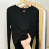 Camiseta Larga Suave de Estilo Europeo para Mujer, Top Amigable con la Piel, Principios de Primavera y Otoño 2026, Camiseta Base de Alta Gama
