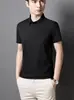 Camisa Polo de Manga Corta para Hombre, Verano, Delgado, Seda de Hielo, Gama Alta, Casual de Negocios, Elástica, Cuello Camisero, T-Shirt, Talla Regular