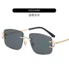 Nuevas Gafas de Sol Metálicas con Corte Sin Marco de Moda para Mujer Tendencia Estilo Coreano Combinan con Todo Gafas de Sol con Protección Solar para Exteriores Ins