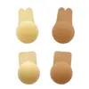 Patch de Silicone para Seio com Orelha de Coelho Laqueada Cor Sólida Silicone Invisível Push-up Anti-queda Sexy Leve