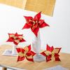 18/23cm Flor de Navidad Dorada Plateada Roja Flor Artificial Guirnalda de Flores Falsas Retro Decoración de Ratán Edición Limitada de Navidad