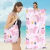 Toalha de praia para viagem ao ar livre 2 em 1 bolsa de ombro, férias na praia surfe, toalha de banho estampada de fibra ultrafina