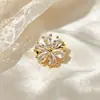 Cierre Conector Flor de Seis Pétalos Incrustada con Circonita Cierre Universal de una Sola Fila Accesorios para Joyería DIY Recubrimiento de Oro Real