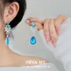Colar de Noiva Retro Francês, Colar Exagerado Azul Gota d'Água Retro de Alta Qualidade, Brincos, Acessórios para Vestido de Noite