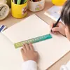 Régua lupa de cor gradiente transparente de alto valor para exames estudantis e desenho, régua reta especializada para medição de escritório