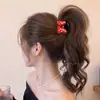 Mini pinza para el pelo con lazo de lunares rojos para mujer, adecuada para coletas altas, nuevo estilo 2026 pinza de tiburón accesorio para el cabello
